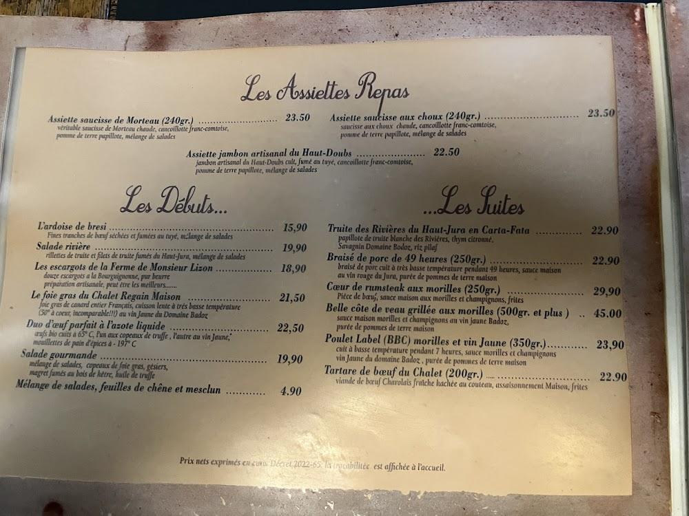 CHALET REGAIN LES ROUSSES - Menu Image 3